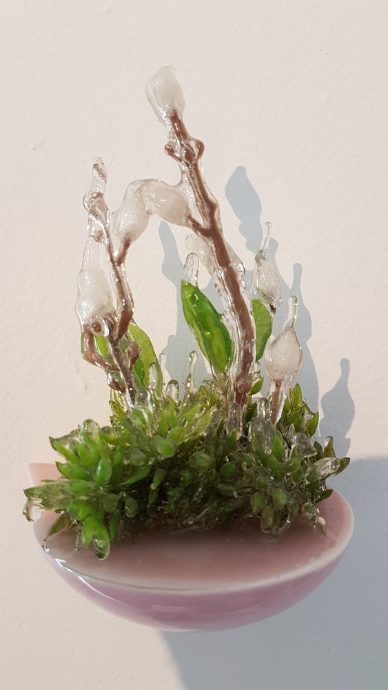 Floral Sculpture (Flower Wall Piece) No.12 - Reminiscent of spring flowers frozen in a snowstorm