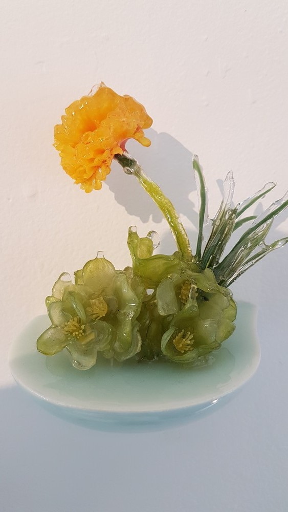 Floral Sculpture (Flower Wall Piece) No.13 - Reminiscent of spring flowers frozen in a snowstorm