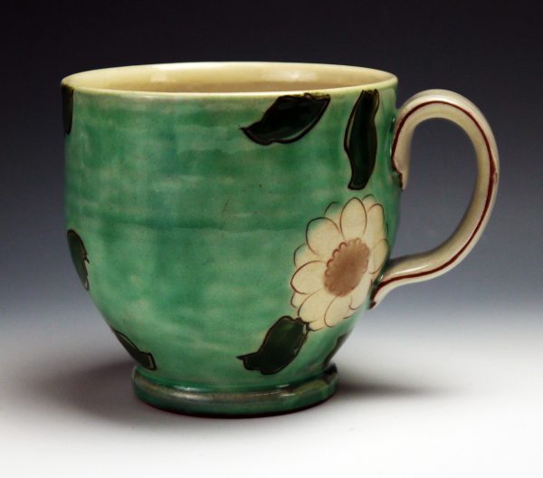 Green Floral Mug - Materials: Earthenware