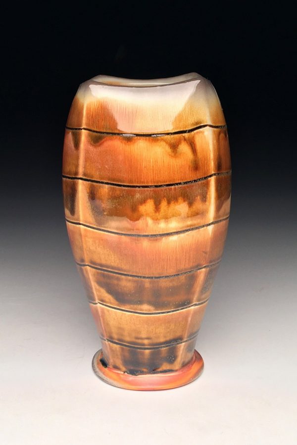 Amber Striped Vase - Title : Amber Striped Vase