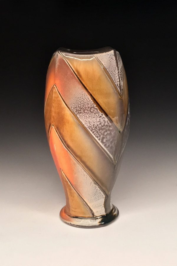 Amber Chevron Vase - Title : Amber Chevron Vase