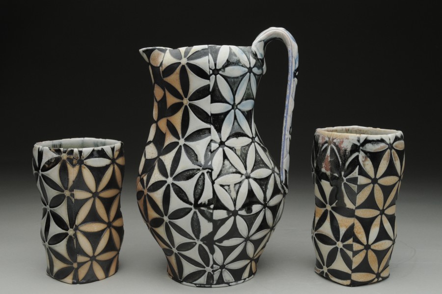 Flower of Life Pitcher with Cups - Title : Flower of Life Pitcher with Cups