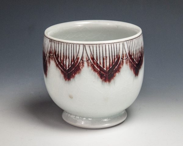 Sgraffito Red Cup - Size: 3.5" x 3.5" x 3.5" - by Steven Young Lee