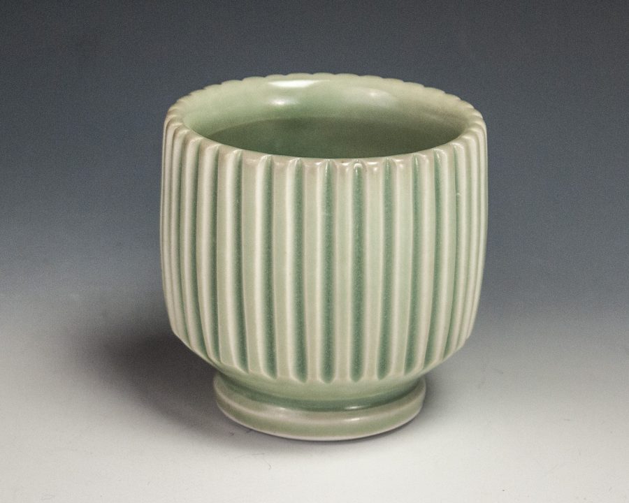 Carved Green Cup - Size: 3" x 3" x 3" - by Steven Young Lee