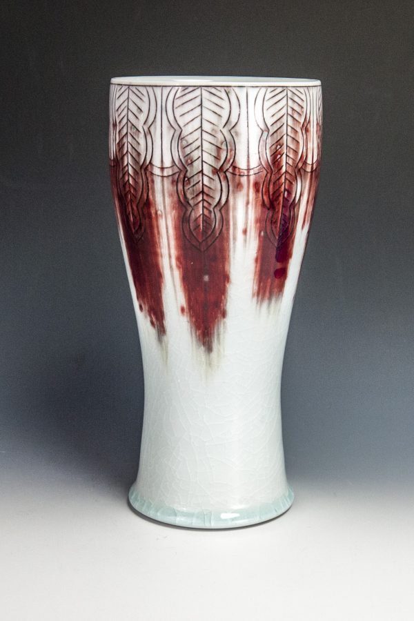 Red Blush Vase - Size: 9" x 4.5" x 4.5" - by Steven Young Lee