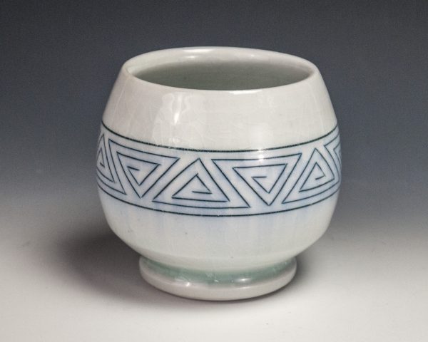 Sgraffito Triangle Cup - Size: 3.5" x 3.75" x 3.75" - by Steven Young Lee