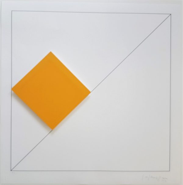 Concrete Geometric Abstract Composition with Orange - Gottfried Honegger (1917-2016