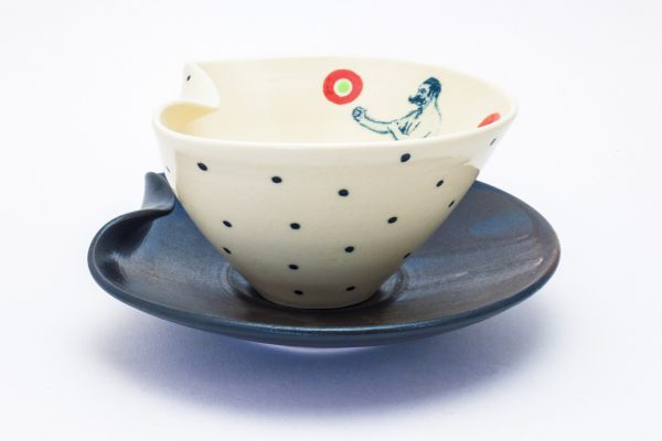 Lithograph printed soup bowl with plate - Theresa Robinson