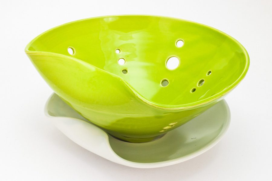 Celadon berry bowl with plate - Theresa Robinson