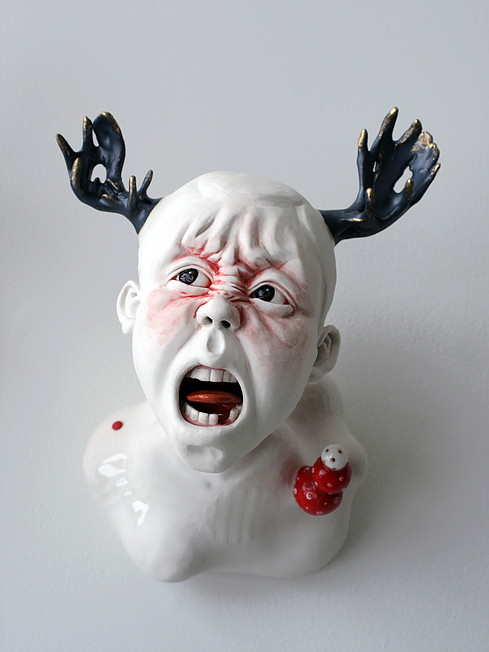 Shinnier (Angry Face) - Materials: Porcelain