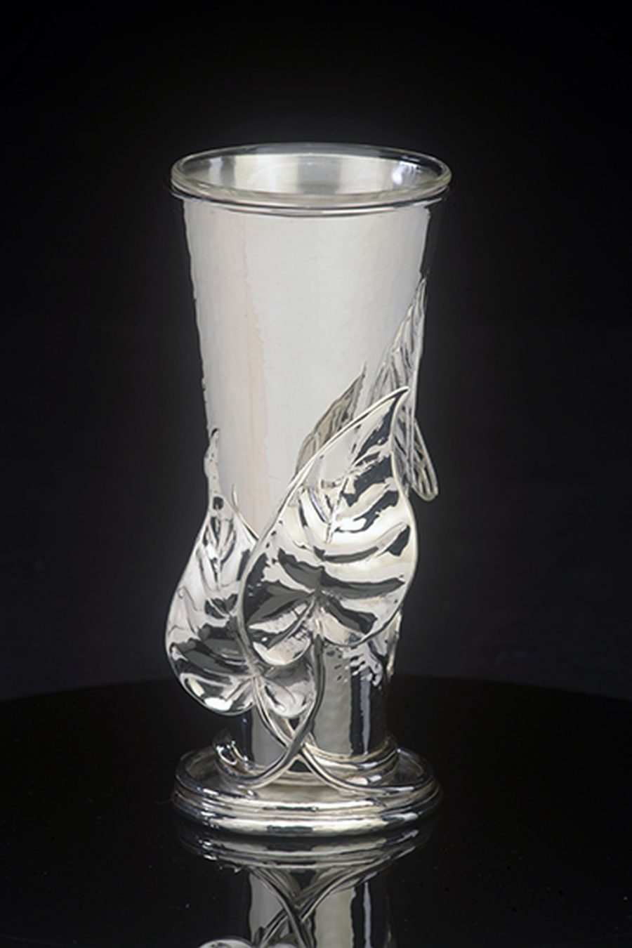 Taro Leaves and Dragonfly Bud Vase