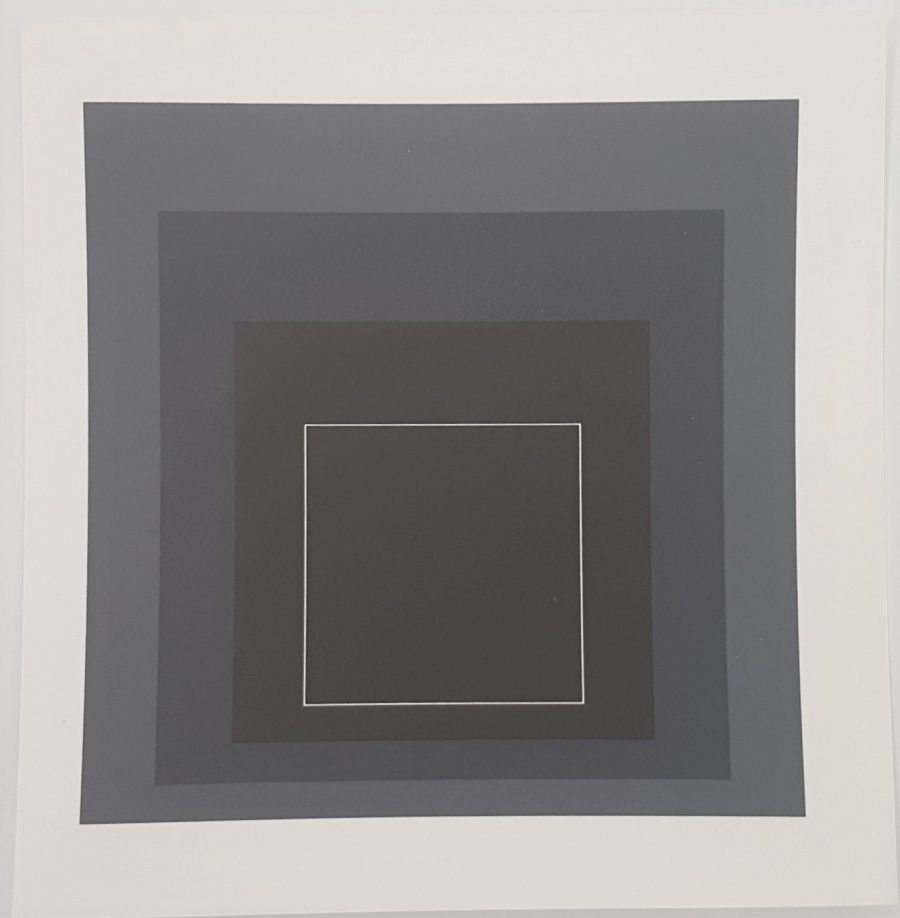White Lines Squares - Lithograph in brilliant Colors on paper