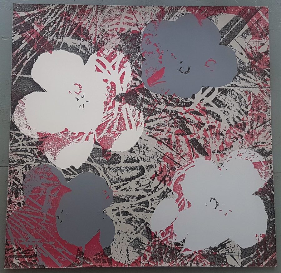 Flowers (Grey and Dark Red Hues - Pop Art) - Jürgen Kuhl