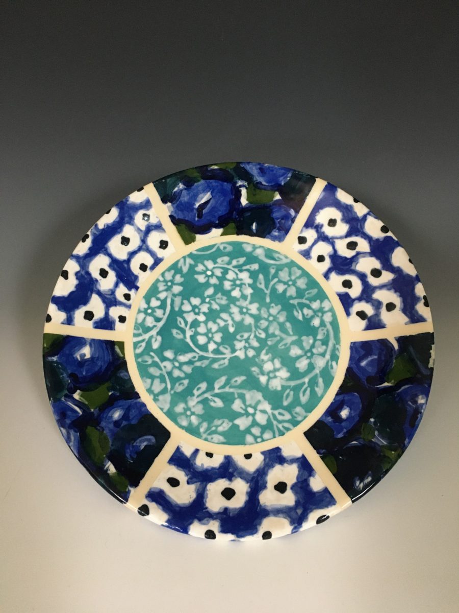 Blue Three Pattern Plate - Rachel Hubbard Kline