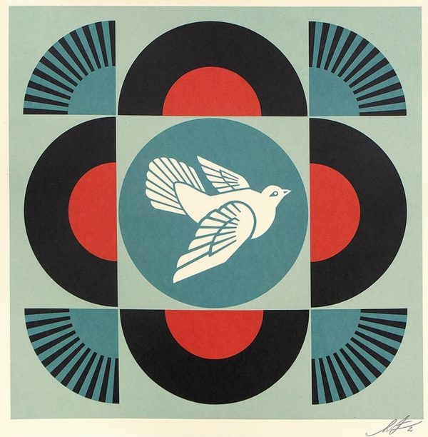 Geometric Dove - Red - Shepard Fairey