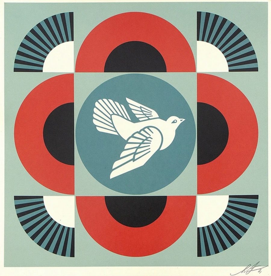 Geometric Dove - Black - Shepard Fairey