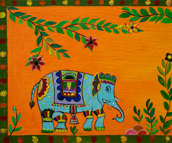 MADHUBANI STYLE 01 (DECORATED ELEPHANTS) - Jay Patel