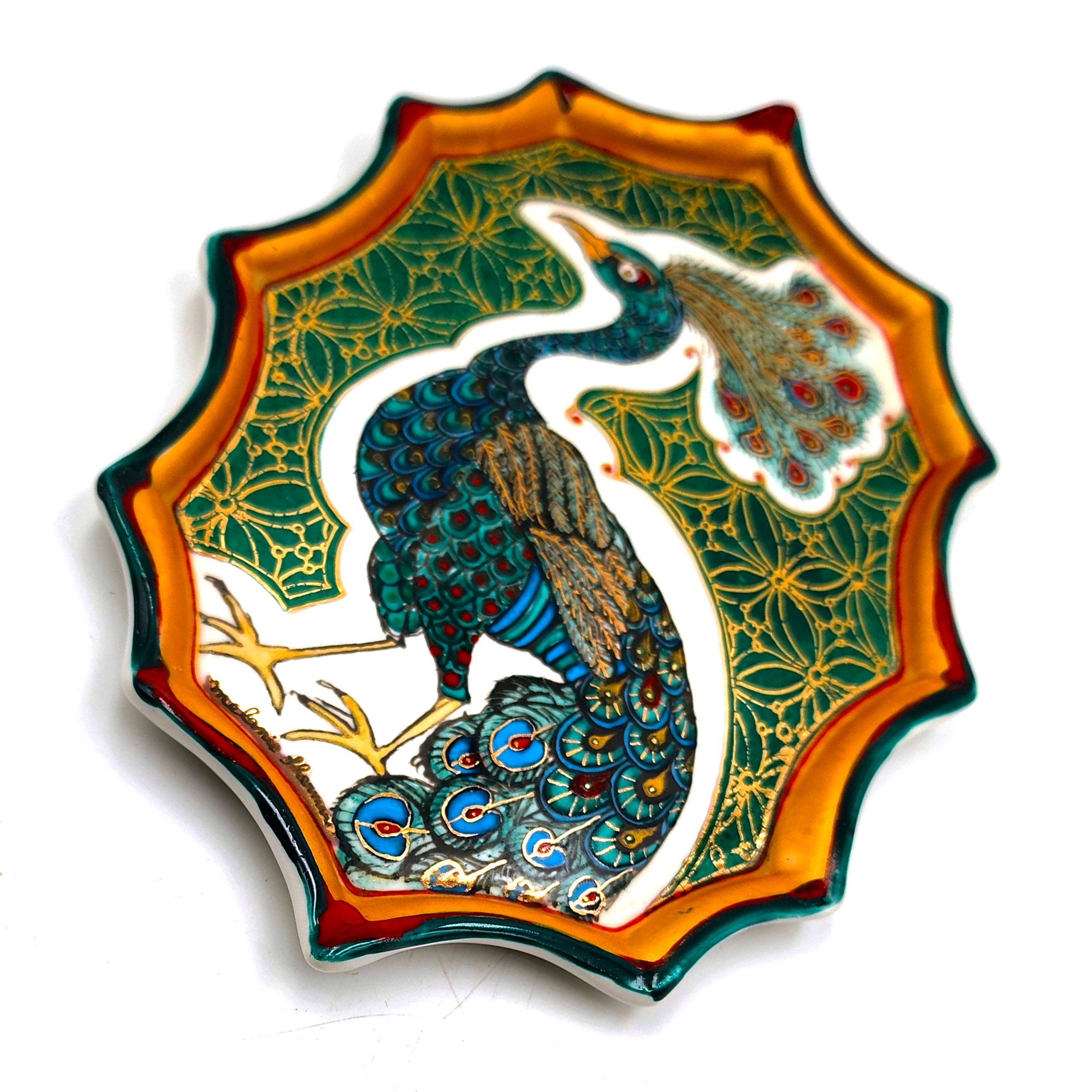 Vintage Peacock III (Wall Piece/Dish (handpainted)