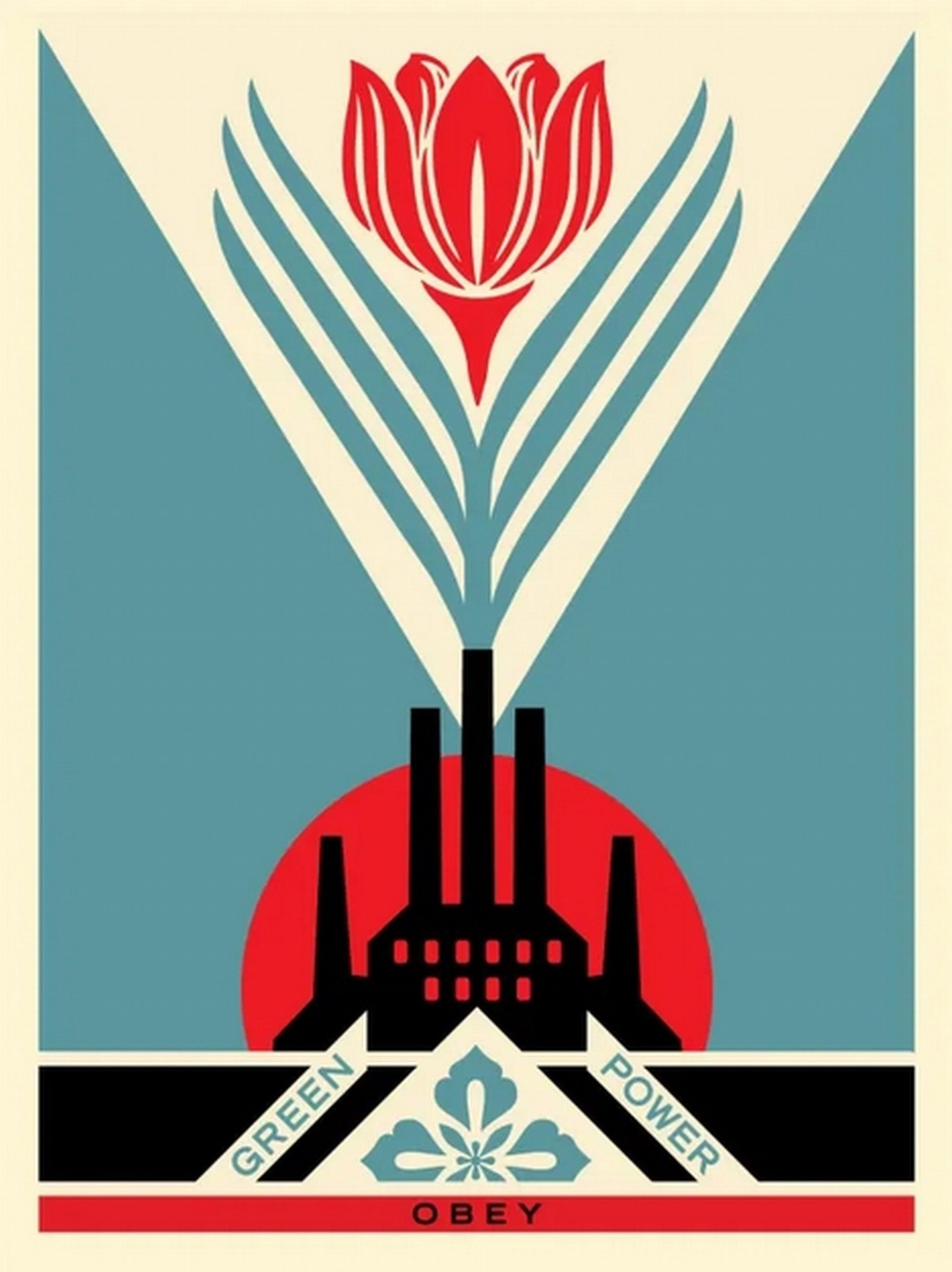 Green Power Factory (Blue) - Shepard Fairey