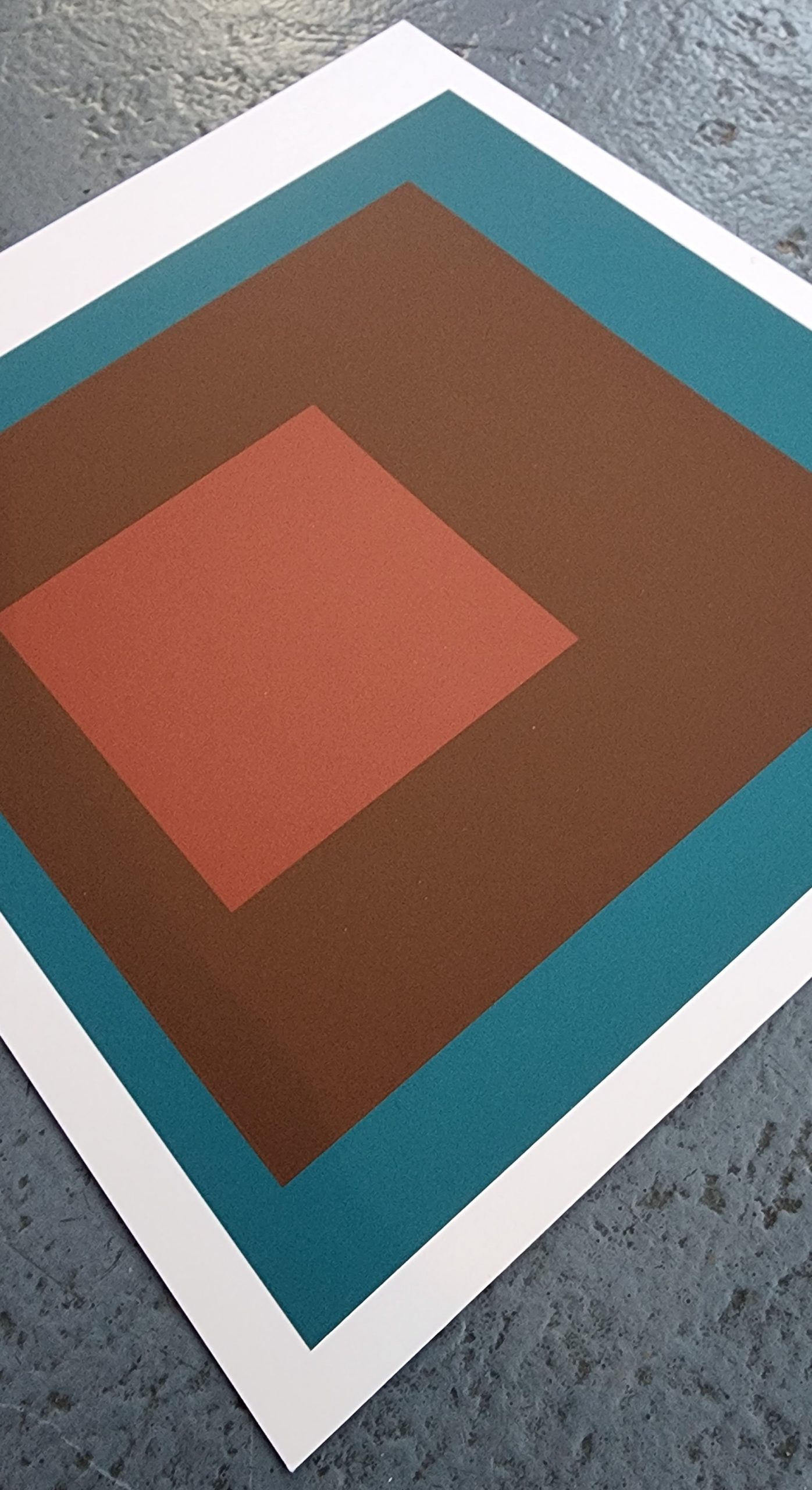 Screenprint in brilliant Colors on strong wove paper double folded
