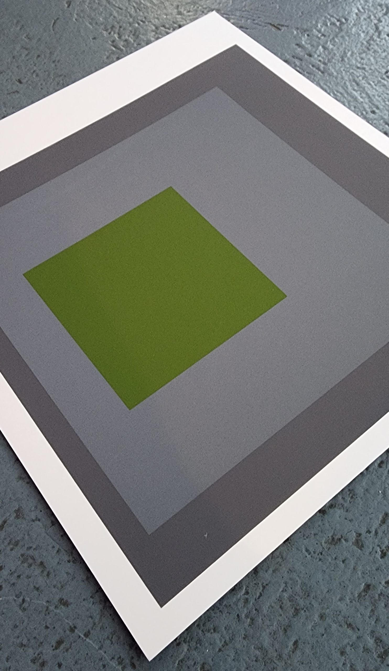 Screenprint in brilliant Colors on strong wove paper double folded