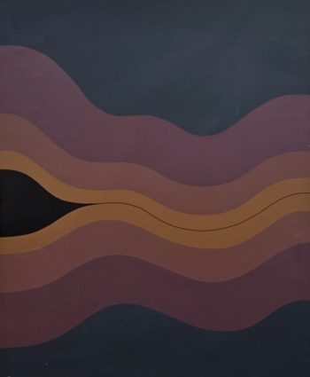 Hannes Grosse Untitled Abstract I (Hard-Edge, Geometric, Wave, Earth Tones, Post-War) Color Silkscreen on "Roemerturm"-Buetten, 225gsm Year: 1978 Size: 27.3 × 19.4 inches (69.4 x 49.4 cm) Edition: 71 of 160